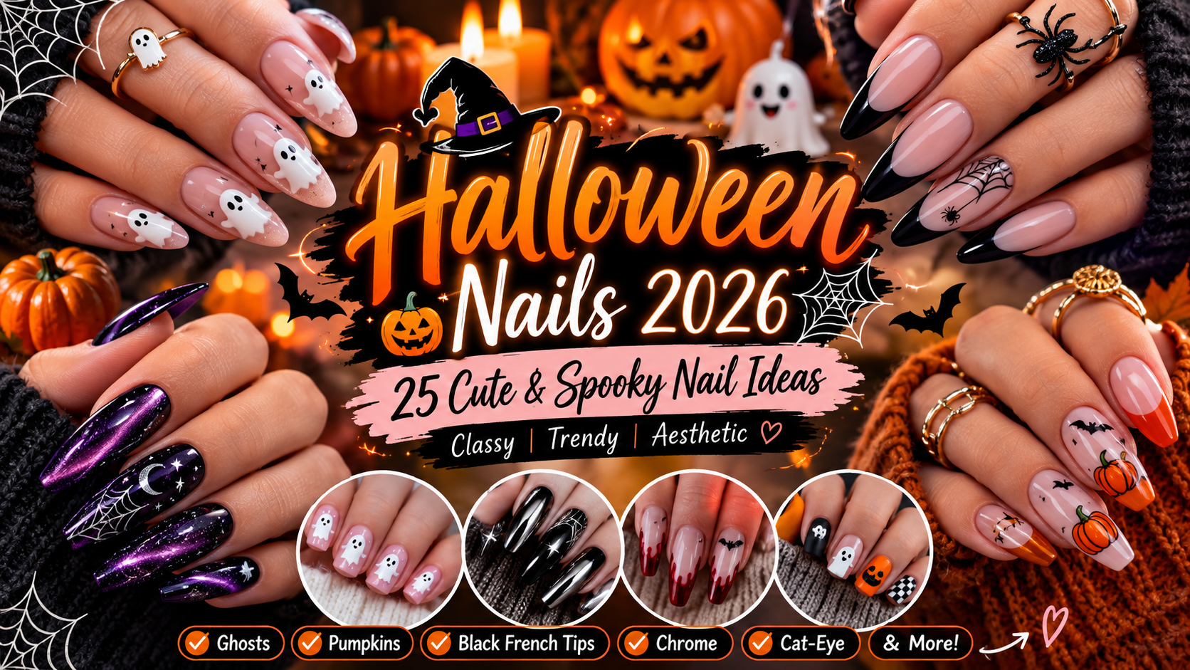 Halloween nails 2026 cute spooky and classy designs